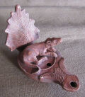 Roman oil lamp with dog - plastic clay lamp replica -...