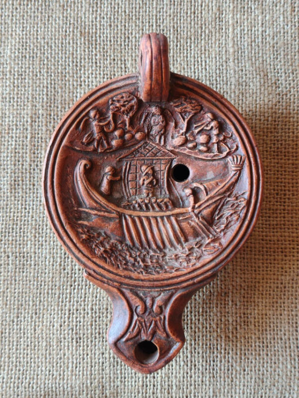 Öllampe - Römische Bildlampe Odysseus und die Sirenen - Italische Replik