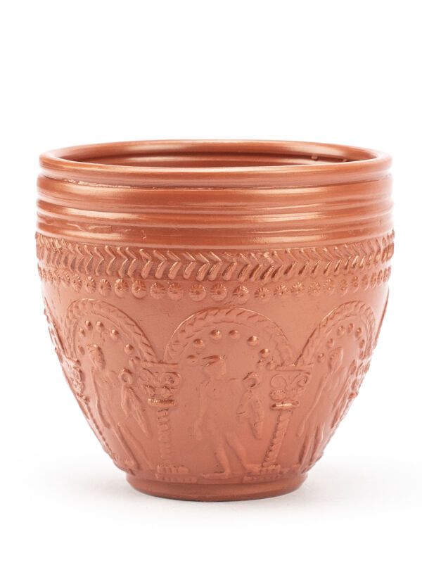 Mug Mercury, terra sigillata, Roman drinking vessel with relief decoration