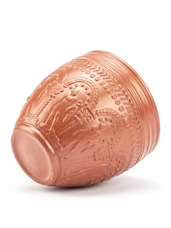 Taza Mercurio, terra sigillata, vaso romano para beber con decoración en relieve