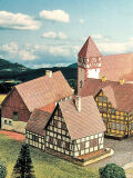 Schreiber-Bogen, mittelalterliches Dorf mit Fachwerkhäusern, Kartonmodellbau, Papiermodell, Papercraft, DIY Papier Basteln