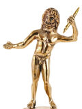 Bronzestatuette Jupiter Zeus, höchster römischer Gott und Herrscher des Olymp, Lararium Replik 12cm