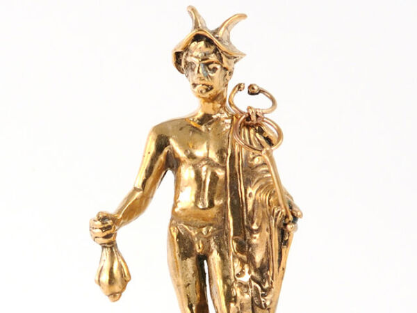 Statue Mercury - Hermes, real bronze, 13cm, roman greek deity of merchants and messengers of the gods