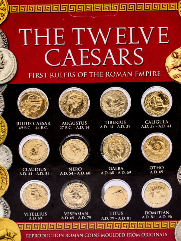 Twelve Caesars Aureii coin set ancient Roman coin replicas 24 carat gold plated
