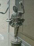 Statue Lar right, real bronze, 13cm, Roman god of protection for families and houses, places
