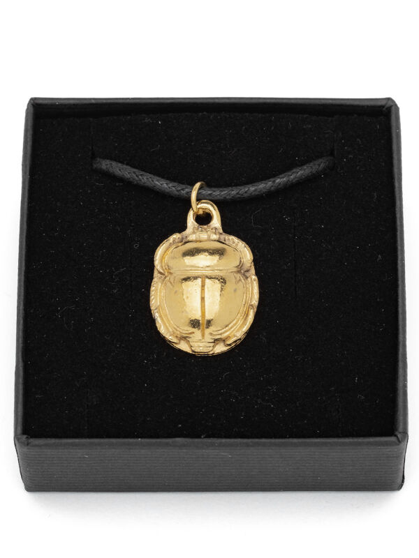 Colgante escarabajo, 24ct chapado en oro, amuleto egipcio