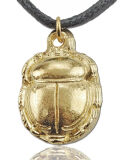 Colgante escarabajo, 24ct chapado en oro, amuleto egipcio
