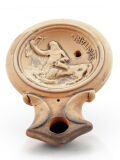 Öllampe Zodiac Schütze, Tierkreiszeichen, antike Lampen aus Ton