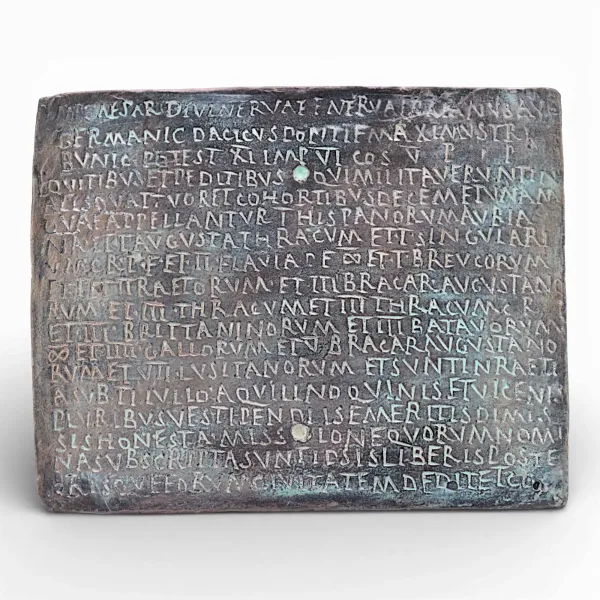 Relief Militärdiplom Weißenburg bronzefarben, römisches Soldaten Diplom