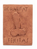 Relief Hic habitat felicitas, Here dwells happiness, antique Roman wall decoration