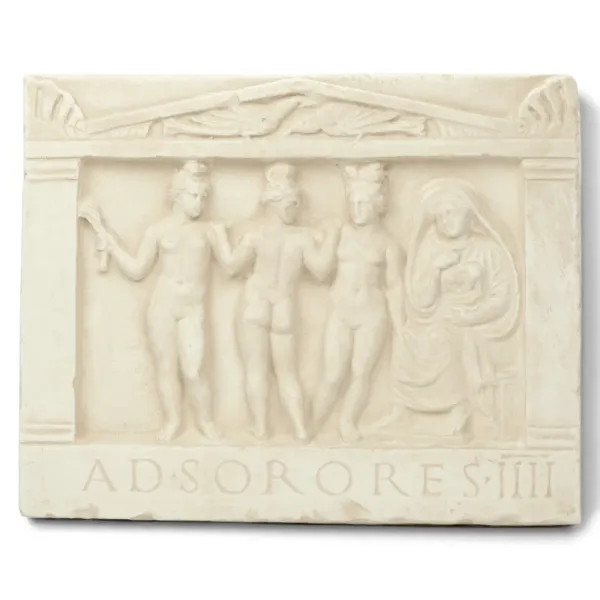 Relief Die drei Grazien, ad sorores, antike römische Wanddeko