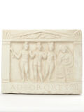 Relief The three Graces, ad sorores, ancient Roman wall...