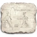 Relieve Gladiadores Graffiti, Escena de batalla en una arena, Decoración mural romana antigua
