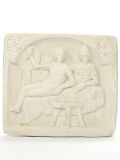 Relief Mithras und Sol Kultbild, helle Patina, 29x26cm,...