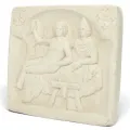 Relief Mithras und Sol Kultbild, römisch-persischer Mysterienkult mit Sonnengott, Wandrelief Replik 29x26cm