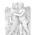 Relieve Cupido y Psique, antigua decoración mural...