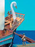 Schreiber-Bogen, römisches Frachtschiff, Kartonmodellbau