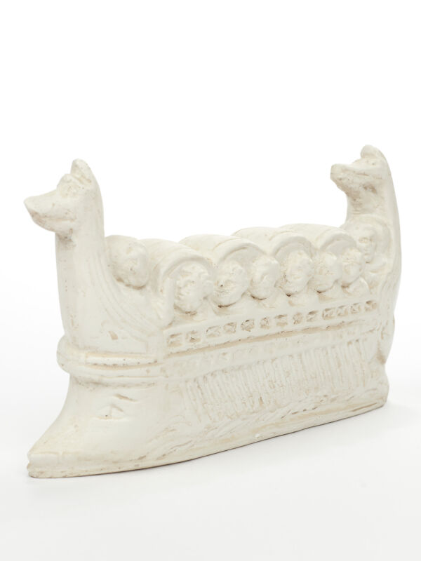 Skulptur Neumagener Weinschiff, römisches Grabmal des Mosel-Weinhandels, Replik aus Trier 19x11cm