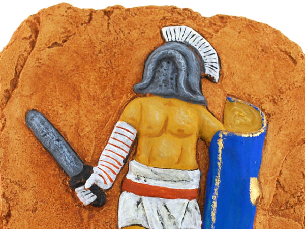 pintura en relieve de gladiador 15x12cm