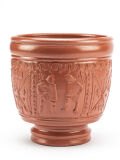 Taza de Gladiadores de Llama, vaso de bebida romano con decoración en relieve