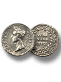 Caesar sestertius veni vidi vici - réplica de monedas romanas