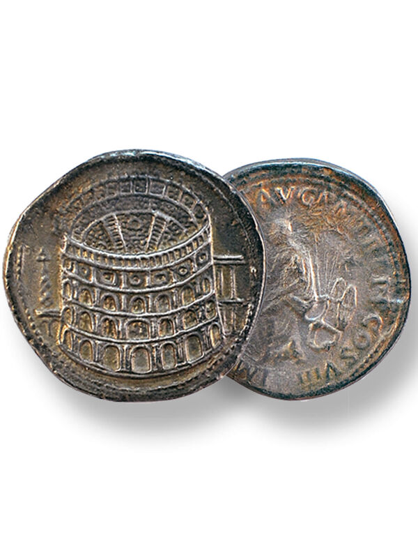 Apertura del Coliseo Tito - réplica de las monedas del...