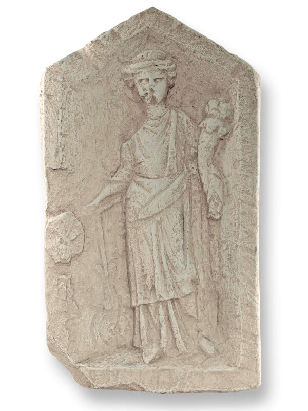 Relief Fortuna - Tyche, bright paptina, 35x20cm, Roman Greek goddess of fortune and fate