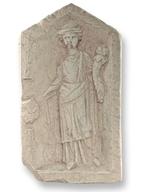 Relief Fortuna Tyche, römische Göttin von Glück und Schicksal, Wandbild Replik 35x20cm