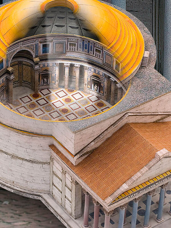 Schreiber-Bogen, römisches Pantheon in Rom, Kartonmodellbau