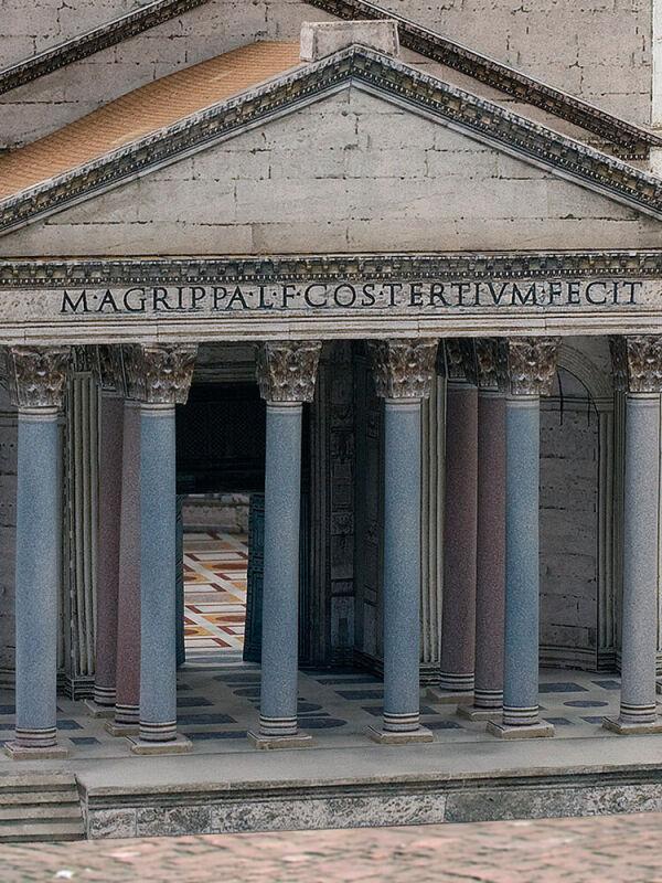 Schreiber sheet, Roman pantheon in Rome, cardboard model making