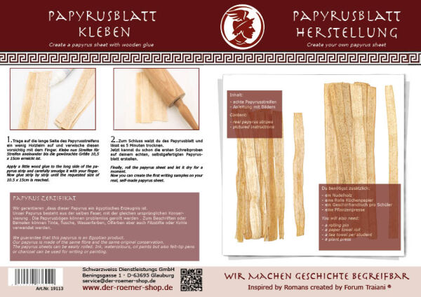 Juego de inicio de la producción de papiro Ramses para 5 hojas de papiro, material de enseñanza de la producción de papiro