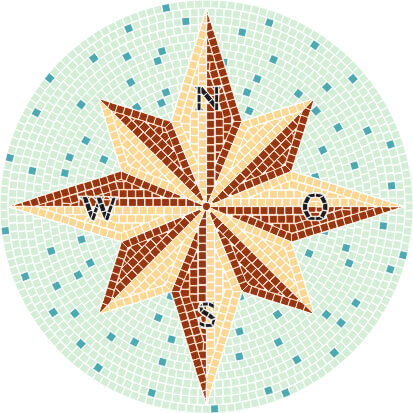 Brújula de plantilla de mosaico Ø=80cm