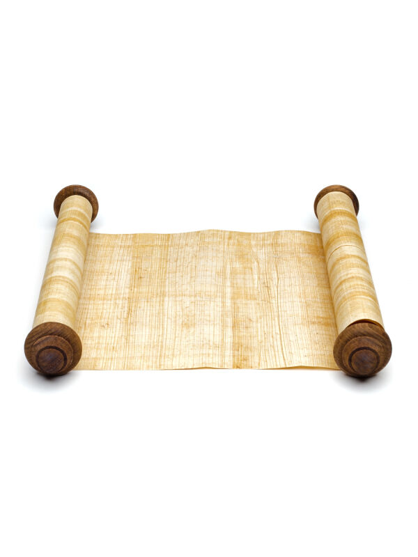 Schriftrolle 100x30cm Papyrusrolle blanko mit zwei Holzstangen antik