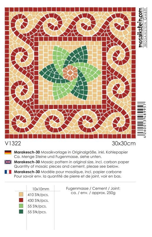 Mosaik-Vorlagen Marrakesch 30x30cm