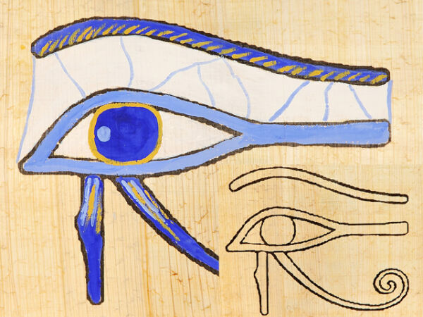 Coloring pages Egypt Horus Eye, 15x10cm coloring picture on real papyrus