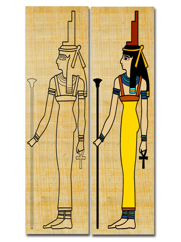 Bookmark design Egypt Goddess Isis real papyrus