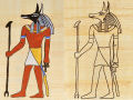 Pinturas del Dios Anubis de Egipto, 15x10cm pintura sobre papiro real