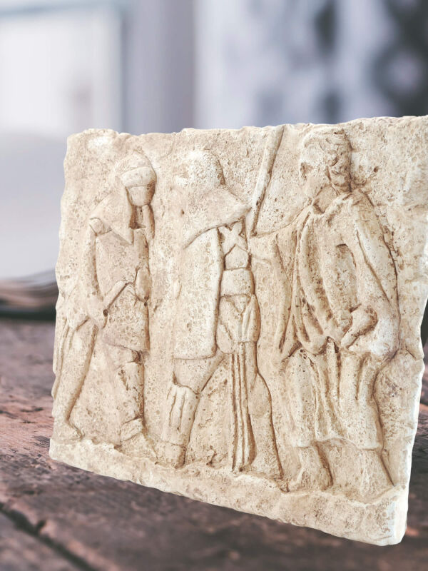 Relief Gladiatorenkampf, antike römische Wanddeko
