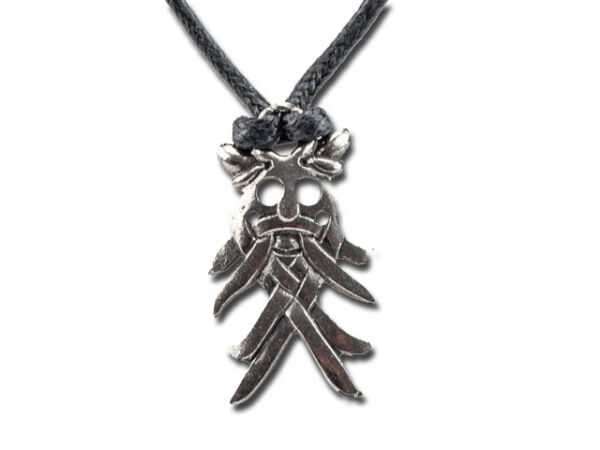 Odin Mask Viking Jewelry Pendant with Leather Strap