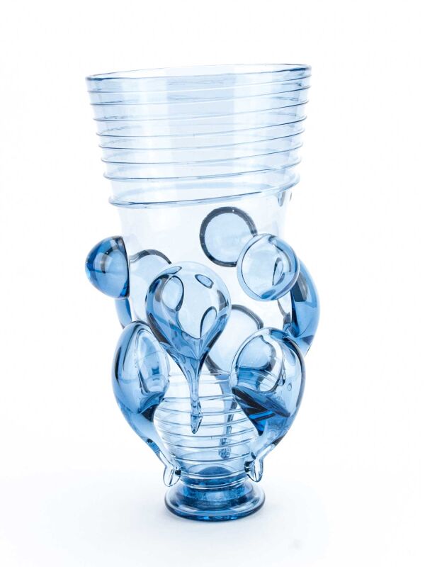 Trunk cup blue with strings around replica - Medieval glass
