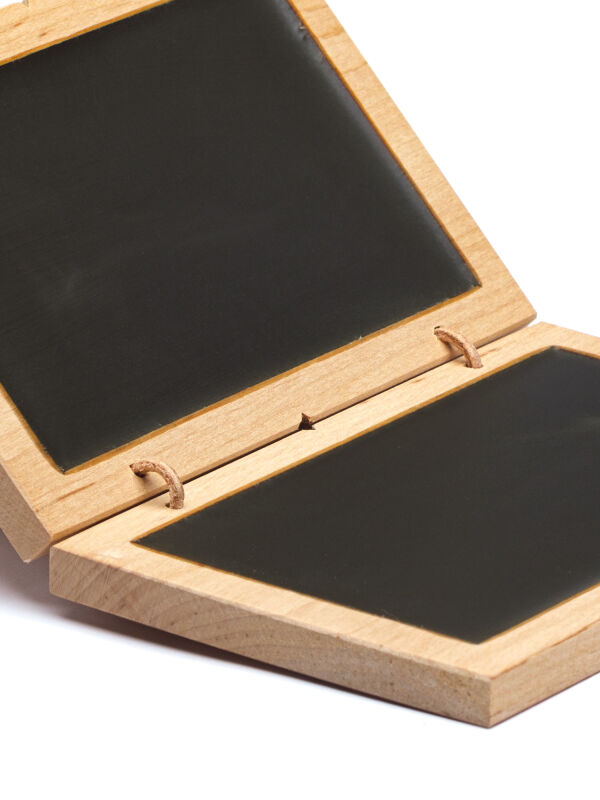 Tableta de cera 14x9cm, díptico Gaius, tabletas de escritura negra doblemente encuadernadas recreación