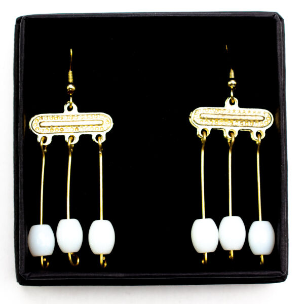 Earrings Julia, partly gold-plated with 3 pearls, roman