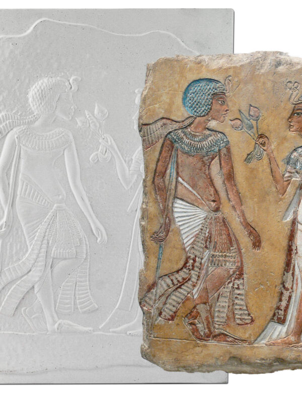 Malrelief de Egipto, Tutankamón con su esposa Anchesenamun en el jardín