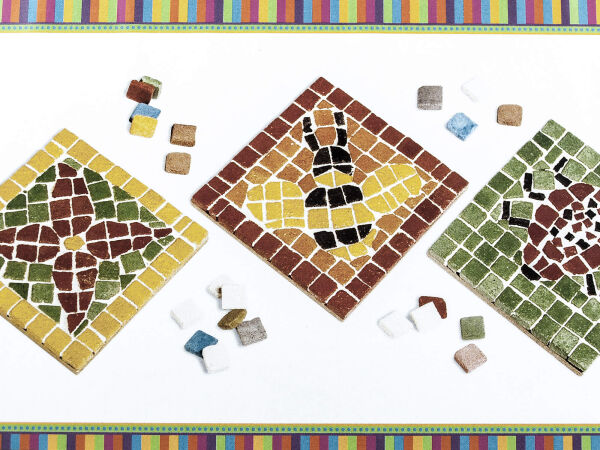Juego de posavasos artesanales en mosaico con diseño de mosaicos 24 piezas