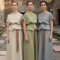 Túnica romana para mujer - Lino en espiga, talla...