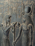 Relieve de Egipto Anubis e Isis - El faraón Horemheb - Valle de los Reyes (KV57) - Pintura mural, 26 x 22 cm