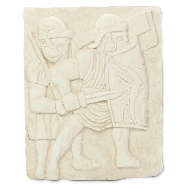 Relief Legionär Wandbild, Legionäre mit Helm, Museum Replik, antike römische Wanddeko