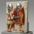 Relief Legionär Wandbild, Legionäre mit Helm, Museum Replik, antike römische Wanddeko