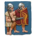 Mural legionario en relieve, legionarios con casco,...