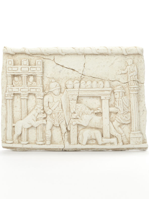 Relief gladiator fight in the Circus Maximus, ancient...